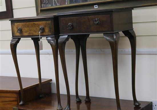 A pair of walnut side tables W.47cm